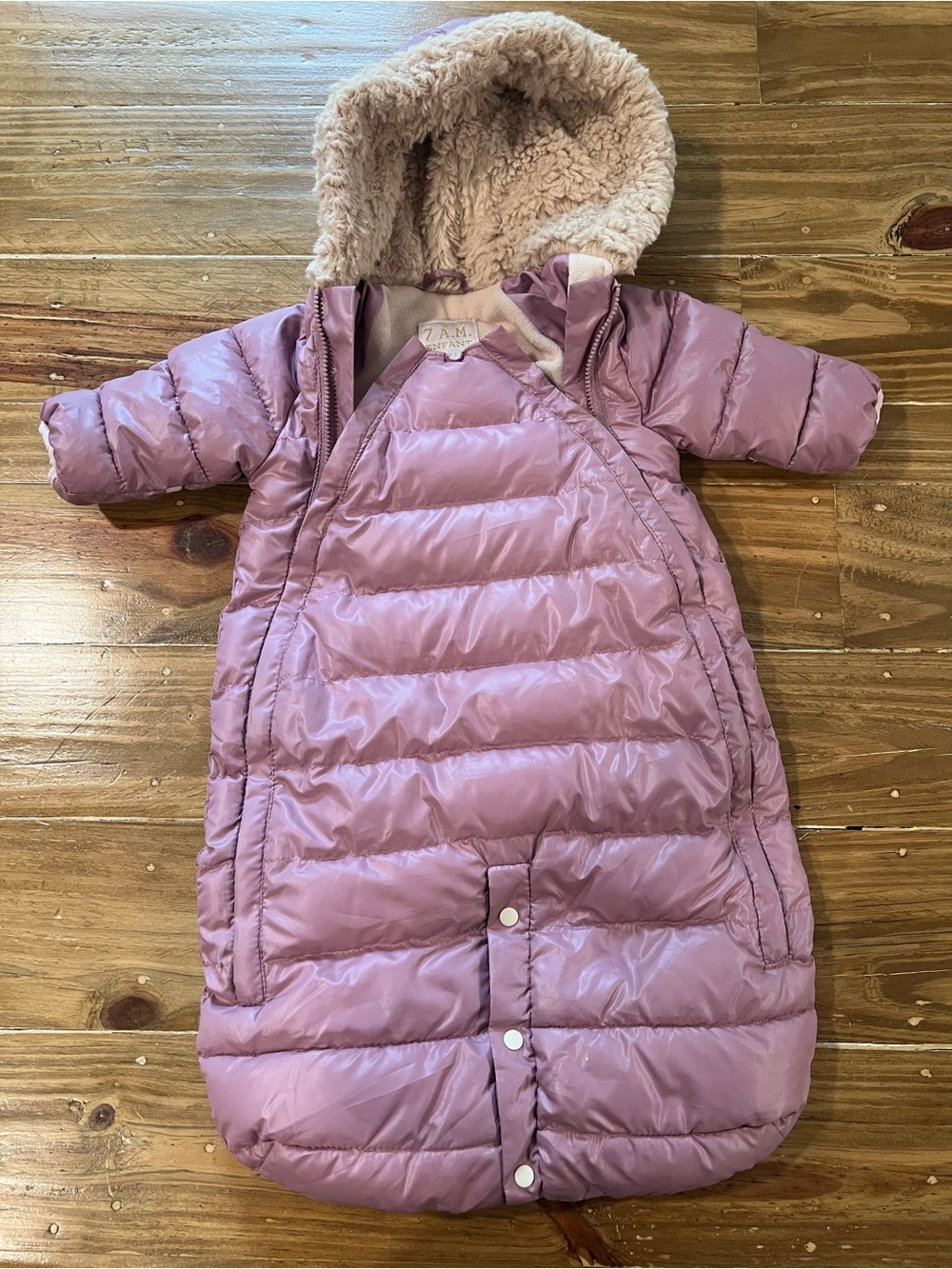 7 AM Enfant Infant Baby Snowsuit Puffer hooded Bunting Pink